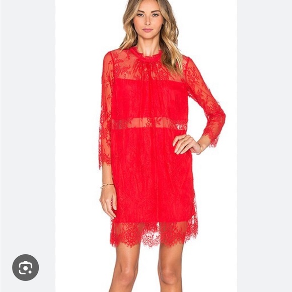 Revolve- heartloom red lace dress - Picture 1 of 6